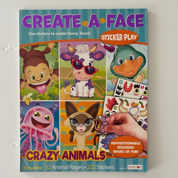 Bendon Create A Face Crazy Animals Sticker Play Pad - Picture 1 of 6